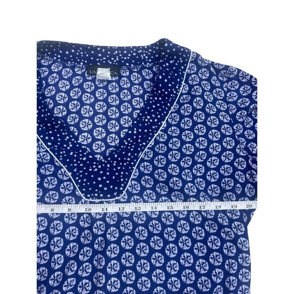 La Blanca Swimsuit Cover-Up Tunic Top Medium Sand Dollar Blue White V-Neck - Picture 5 of 13